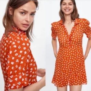 Zara Orange Floral Mini Dress